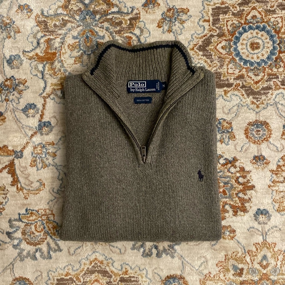 Vintage Ralph Lauren Quarterzip Knit Sweater Size M